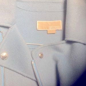 Petite Medium Michael Kors light blue wool moto jacket